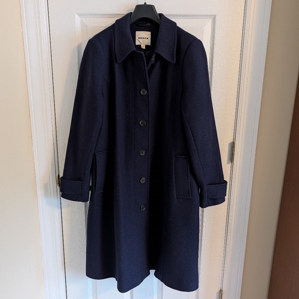 Boden Navy Durham Wool Collared Coat, 14R - Picture 3 of 9